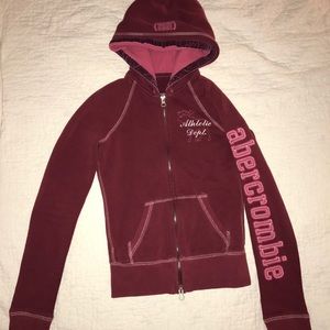 Vintage Abercrombie burgundy zip-up hoodie